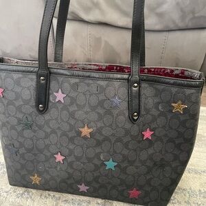 Coach Black Tote with Multicolor Star Accents